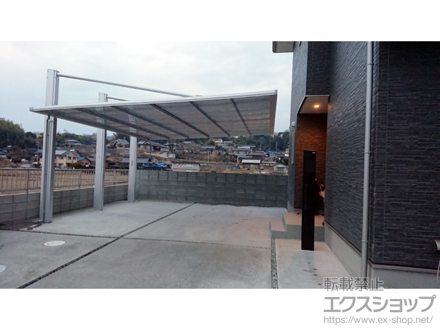 岡山県浅口郡里庄町ののカーポート ダブルフェース 側面支持タイプ 積雪〜20cm対応 施工例