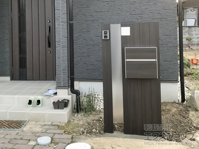 門柱 ポスト 一体 YKK YKKap ルシアスポストユニット SD01型 照明なしタイプ 本体 木調色 ポスト T10型(前出し) アルミ色 おし