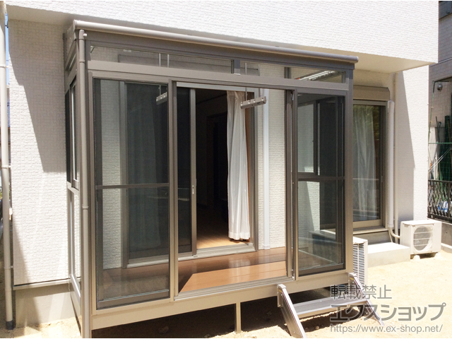 愛知県知多市ののバルコニー・ベランダ屋根 スピーネ F型 屋根タイプ 連棟 躯体出幅違い 積雪〜20cm対応 施工例