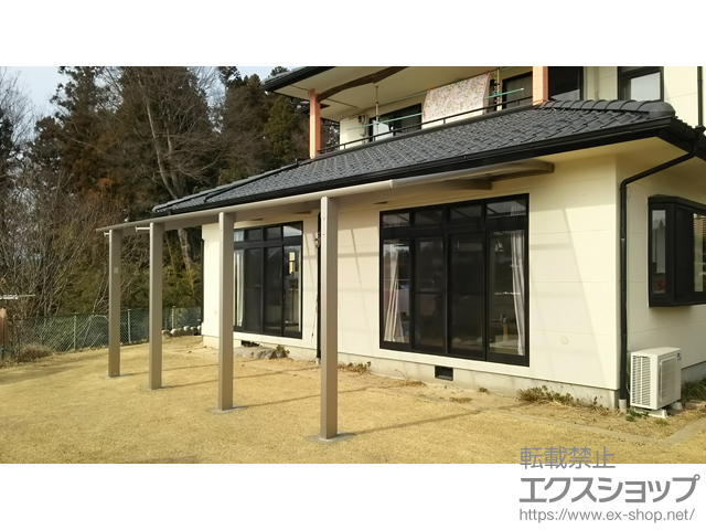 長野県伊那市のLIXIL リクシル（トステム）のカーポート ルーフポートシグマIII 1500 延長 標準後枠 積雪〜50cm対応 施工例