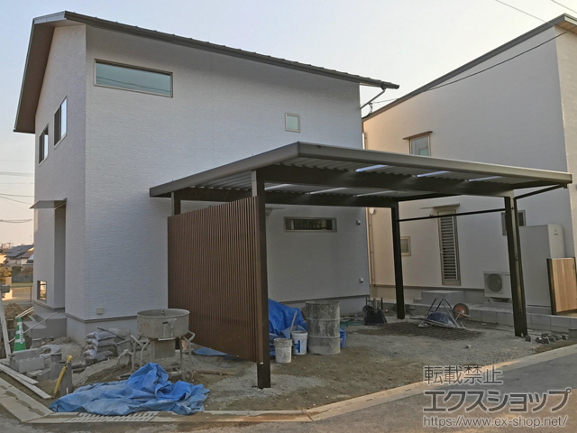 福岡県筑紫野市ののカーポート レオンポートneo 2台用 角柱4本仕様 積雪〜50cm対応 施工例