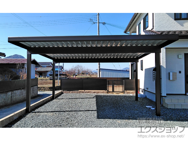 京都府綾部市ののカーポート ジーポートneo Aタイプ 2台用 角柱4本仕様 積雪〜100cm対応 施工例