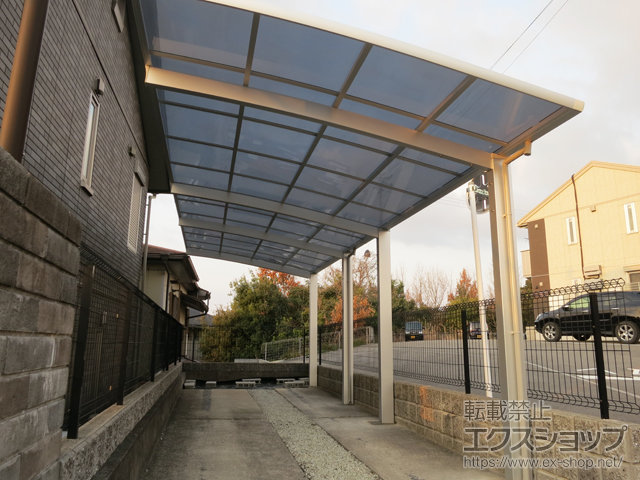 兵庫県三木市ののカーポート カムフィエース 縦連棟 積雪〜20cm対応 施工例