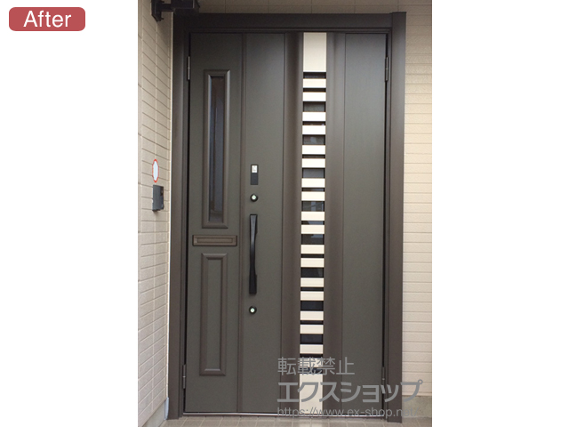 宮崎県東臼杵郡門川町のLIXIL リクシル（トステム）の玄関ドア リシェントII 断熱 K3仕様 親子仕様(ランマ無)R E90型※タッチキー(モコン)仕様 施工例
