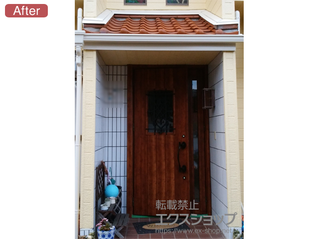 福岡県福岡市のLIXIL リクシル（トステム）の玄関ドア リシェントII 断熱K4仕様 親子仕様(ランマ無)L C41型 施工例