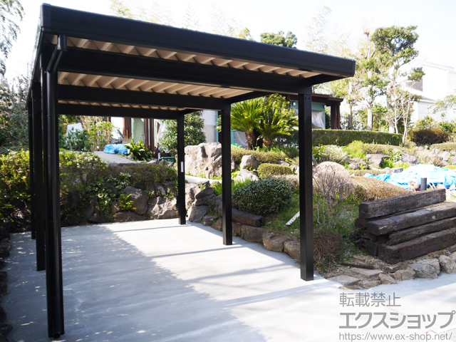 静岡県伊東市のLIXIL リクシル（トステム）のカーポート テリオスポートIII 3000 角柱6本仕様 積雪〜100cm対応 施工例