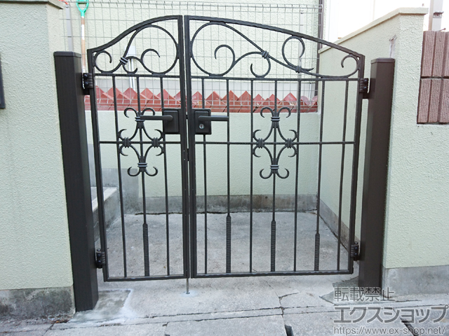 宮城県富谷市のの門扉 エクスライン門扉16型 片開き 門柱使用 施工例