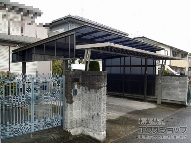 栃木県足利市ののカーポート フーゴF (フラットスタイル) ワイド 積雪〜20cm対応 施工例