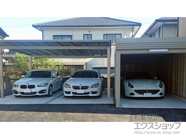 岡山県倉敷市ののカーポート ネスカF (フラットスタイル) ワイド 積雪〜20cm対応 施工例