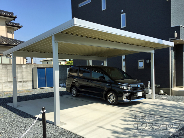 埼玉県熊谷市ののカーポート テリオスポートIII 1500 2台用 角柱4本仕様 積雪〜50cm対応 施工例