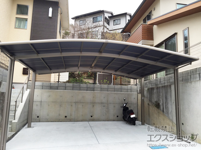 広島県福山市ののカーポート ネスカR (ラウンドスタイル) ワイド 積雪〜20cm対応 施工例