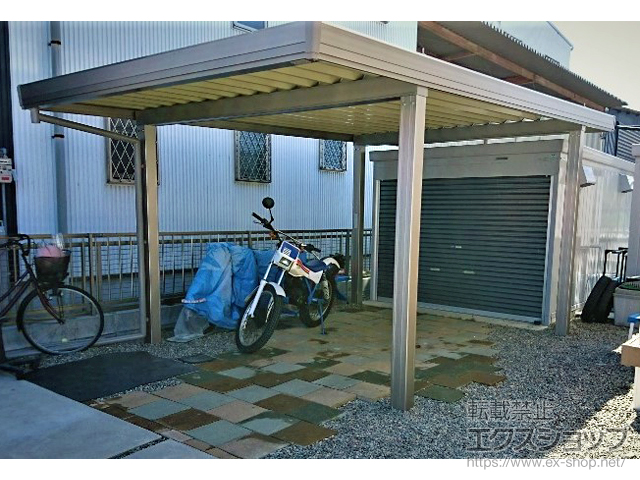 岐阜県瑞穂市のLIXIL リクシル（トステム）のカーポート テリオスポートIII 1500 角柱4本仕様 積雪〜50cm対応 施工例