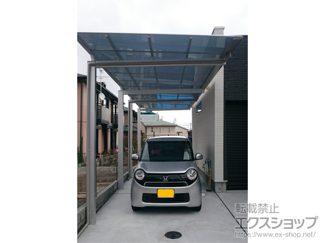 大阪府茨木市ののカーポート ニューマイリッシュ 縦連棟 逆勾配 前下がり 積雪〜20cm対応 施工例