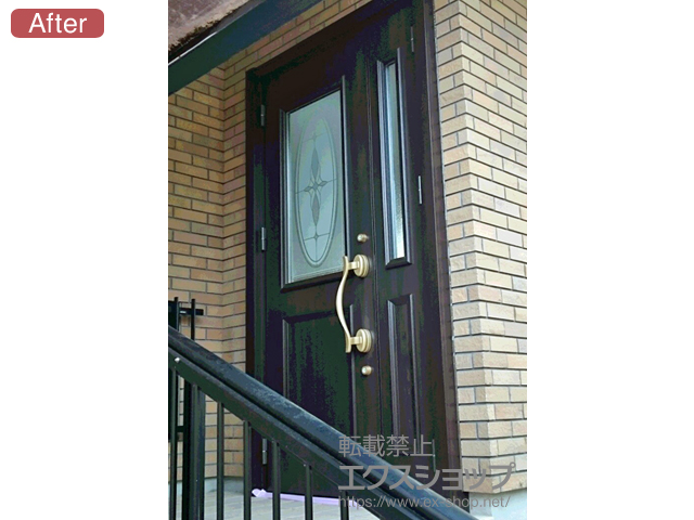 京都府京都市のLIXIL リクシル（トステム）の玄関ドア リシェントII 断熱K4仕様 親子仕様(ランマ無)L D11型 施工例