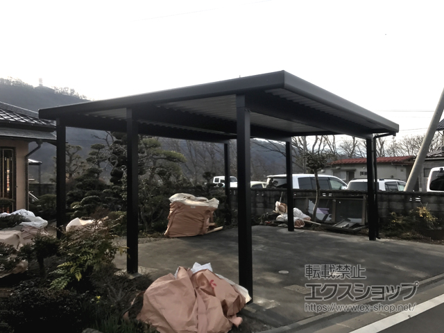 長野県松本市ののカーポート ジーポートneo Bタイプ 2台用 角柱6本仕様 積雪〜100cm対応 施工例