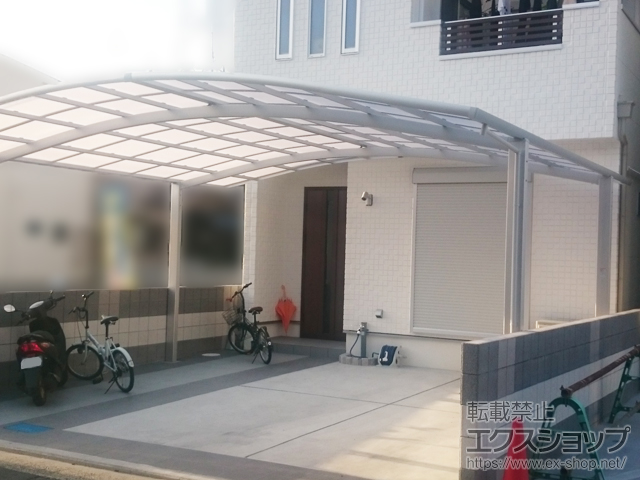 大阪府八尾市ののカーポート ネスカR (ラウンドスタイル) ワイド 積雪〜20cm対応 施工例