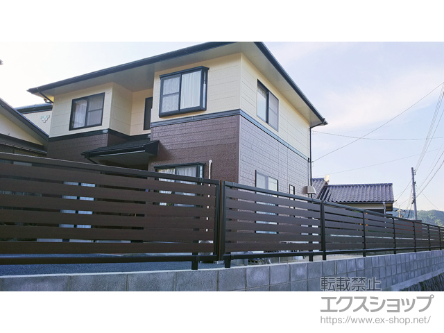 山口県周南市ののフェンス・柵 モクアルフェンス 横板タイプ 自由柱施工 施工例