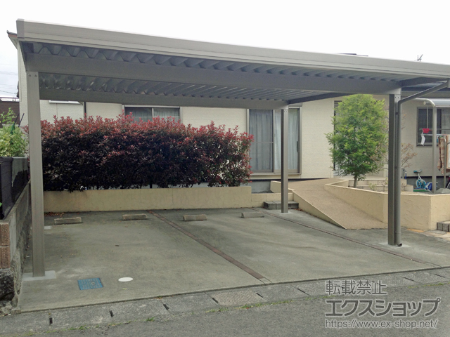 鹿児島県薩摩川内市のLIXIL リクシル（トステム）のカーポート テリオスポートIII 900 2台用 角柱4本仕様 積雪〜30cm対応 施工例