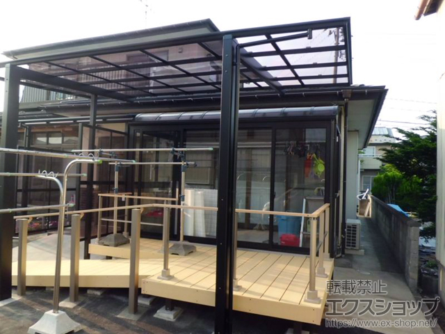 宮城県加美郡加美町のLIXIL リクシル（トステム）のテラス屋根 パワーアルファ F型 テラスタイプ 単体 積雪〜30cm対応 施工例