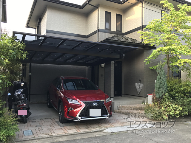 東京都八王子市ののカーポート エフルージュツインEX 後方支持タイプ 積雪〜20cm対応 施工例