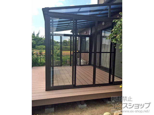 佐賀県佐賀市ののウッドデッキ 樹ら楽ステージ(テラス囲い周り3方設置用) 施工例