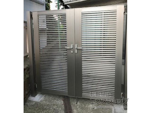 東京都渋谷区のの門扉 ライシス門扉 1型 細横桟 両開き 柱使用 施工例