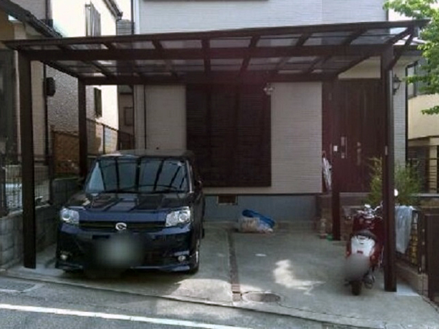 兵庫県川西市ののカーポート フーゴF (フラットスタイル) ワイド 積雪〜20cm対応 施工例