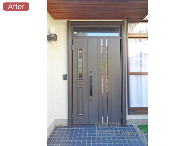 静岡県浜松市のLIXIL リクシル（トステム）の玄関ドア リシェントII 断熱K4仕様 親子仕様(ランマ付)R F14型 施工例