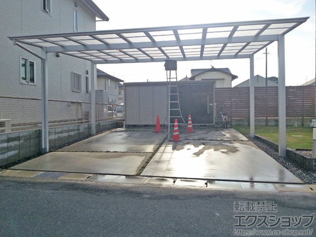 岡山県岡山市ののカーポート ネスカF (フラットスタイル) ワイド 積雪〜20cm対応 施工例