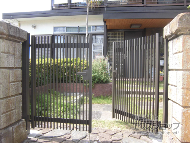 神奈川県横浜市のの門扉 ハイ千峰 両開き　柱使用 施工例