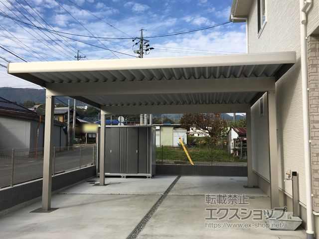 長野県長野市ののカーポート ジーポートneo Aタイプ 2台用 角柱4本仕様 積雪〜100cm対応 施工例