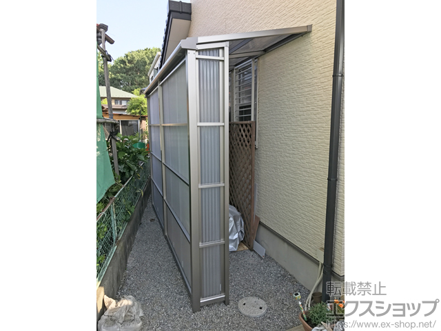 茨城県牛久市ののストックヤード スピーネストックヤードF型 波板タイプ 袖壁仕様 積雪〜20cm対応 施工例