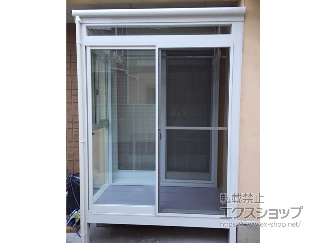 神奈川県川崎市ののテラス囲い・サンルーム サニージュ F型 床納まり ランマ付 積雪〜20cm対応 ※片袖納まり 施工例