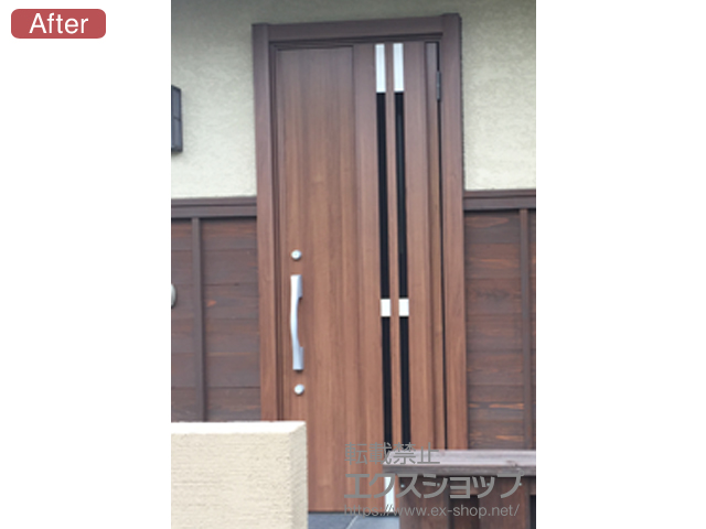 京都府京都市のLIXIL リクシル（トステム）の玄関ドア リシェントII 断熱K4仕様 片開き仕様(ランマ無)R F87型 施工例