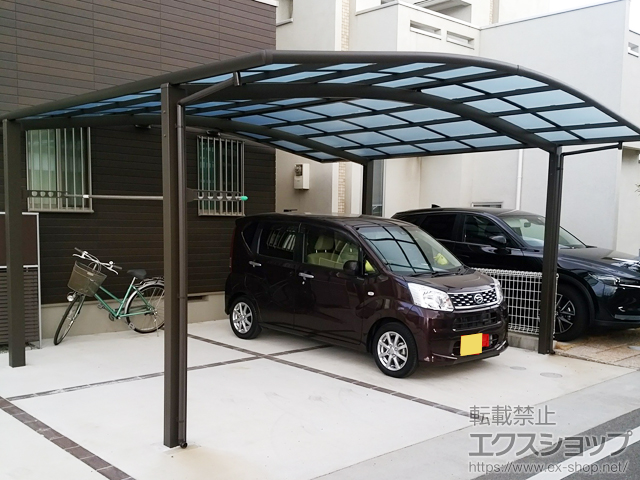 兵庫県明石市ののカーポート ネスカR (ラウンドスタイル) ワイド 積雪〜20cm対応 施工例