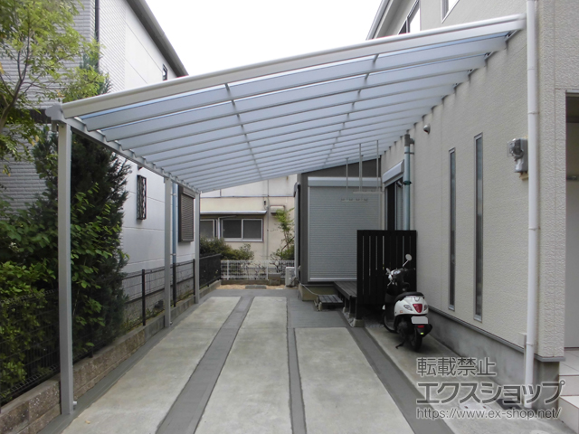 兵庫県伊丹市ののテラス屋根 ヴェクターテラス F型 ビッグサイズ 連棟 積雪〜20cm対応 施工例