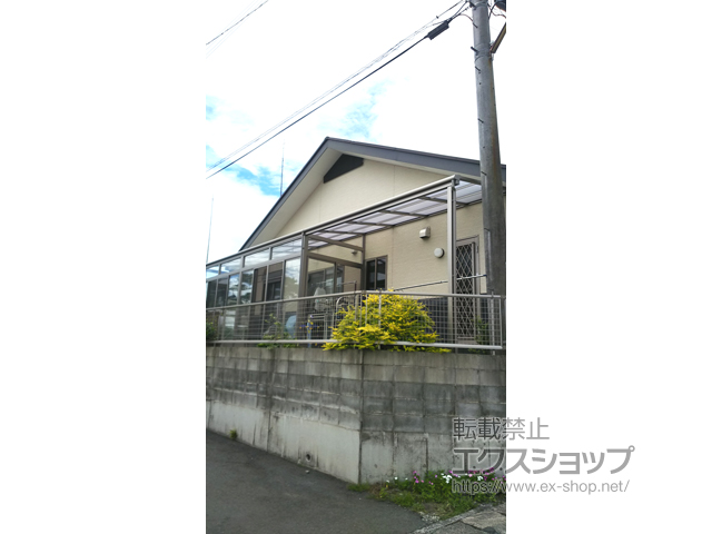 熊本県菊池郡大津町ののテラス囲い・サンルーム サニージュF型 床納まり ランマ付 積雪20cm対応 ※部分囲い納まり 施工例