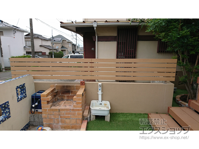 神奈川県横浜市ののフェンス・柵 ルシアスフェンスH02型 横板格子 複合カラー 自由柱施工 施工例