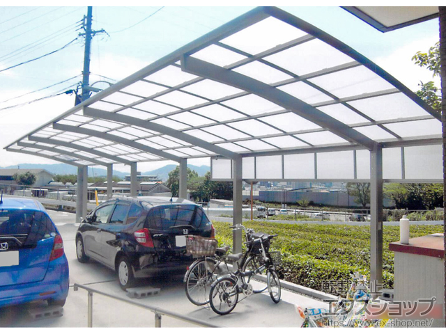 静岡県静岡市ののカーポート ネスカR (ラウンドスタイル) 3連棟 積雪〜20cm対応 施工例