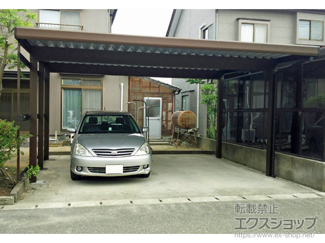 新潟県新潟市ののカーポート ジーポートneo Aタイプ 2台用 角柱4本柱 積雪〜100cm対応 施工例