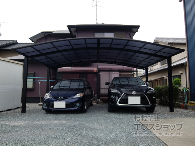 静岡県袋井市ののカーポート ネスカR (ラウンドスタイル) ワイド 積雪〜20cm対応 施工例