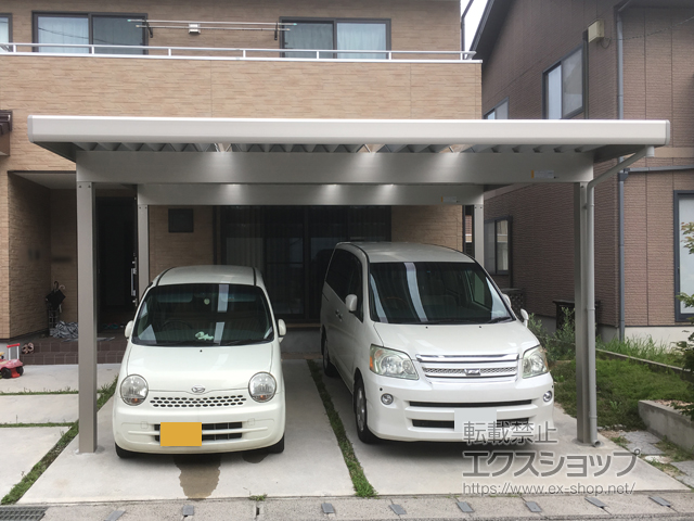 島根県松江市ののカーポート ジーポートneo Aタイプ 2台用 角柱4本仕様 積雪〜100cm対応 施工例