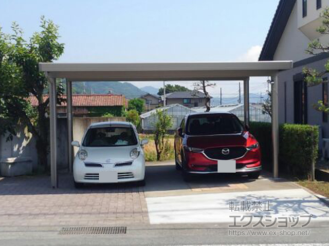 静岡県沼津市のLIXIL リクシル（トステム）のカーポート テリオスポートIII 2台用 丸柱4本 積雪〜30cm対応 施工例