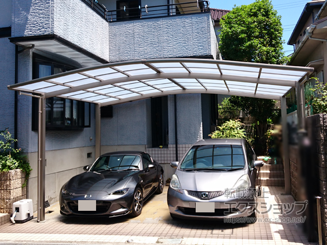 大阪府阪南市ののカーポート ネスカR (ラウンドスタイル) ワイド 積雪〜20cm対応 施工例