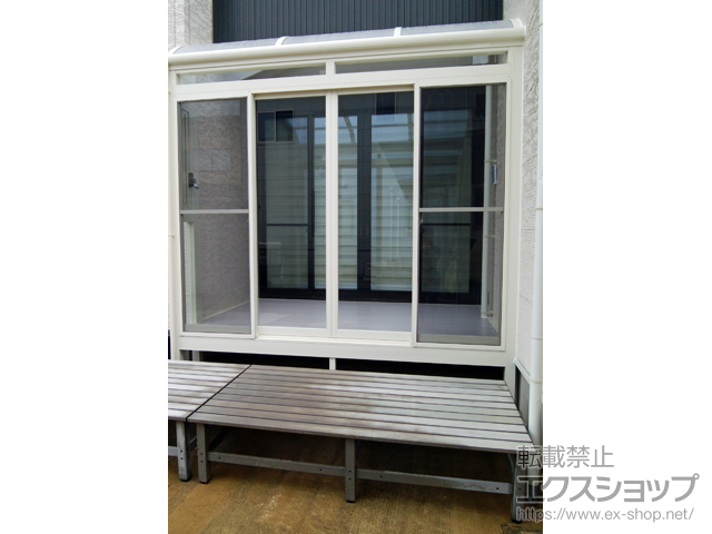 宮城県多賀城市ののテラス囲い・サンルーム サニージュ R型 床納まり ランマ付 積雪〜20cm対応 ※一部片袖納まり 施工例