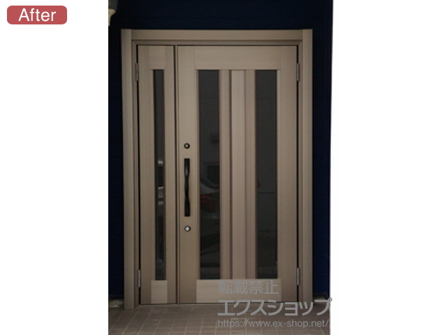 兵庫県西宮市のLIXIL リクシル（トステム）の玄関ドア リシェントII アルミK6仕様 親子仕様(ランマ無)R C16型 施工例