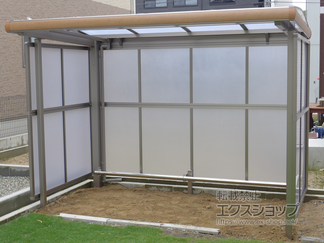 島根県松江市ののサイクルポート・駐輪場 フーゴAプラス パーク (アーチスタイル) パネル3面囲い 積雪〜20cm対応 施工例