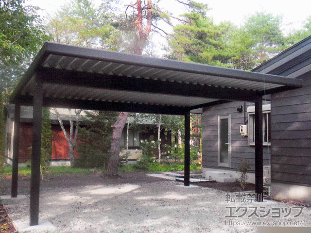 長野県北佐久郡軽井沢町ののカーポート ジーポートneo Aタイプ 2台用角柱4本柱 積雪〜100cm対応 施工例