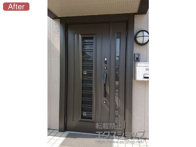 山口県長門市のLIXIL リクシル（トステム）の玄関ドア リシェントII アルミK6仕様 親子仕様(ランマ無)L C83型 ※タッチキー(キー付リモコン)仕様 施工例