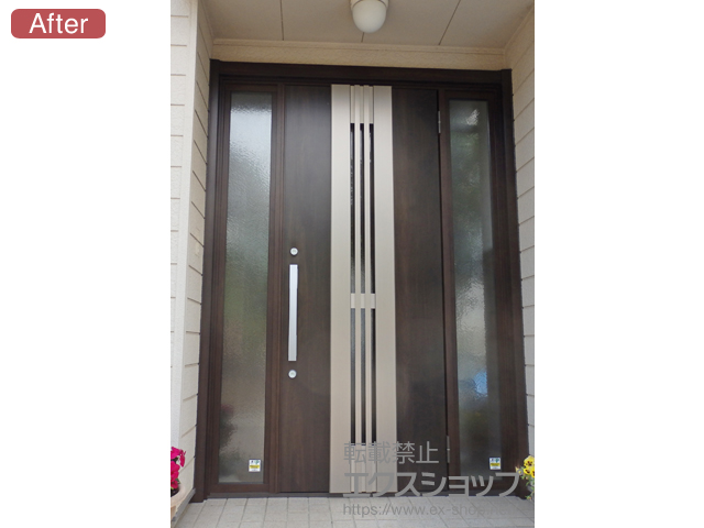 茨城県土浦市のLIXIL リクシル（トステム）の玄関ドア リシェントII 断熱K4仕様 両袖仕様(ランマ無/中桟無/ポスト無)R F86型 施工例